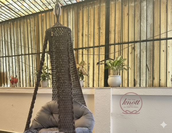 Fossil Grey Macrame Hanging Swing Chair with Cushion