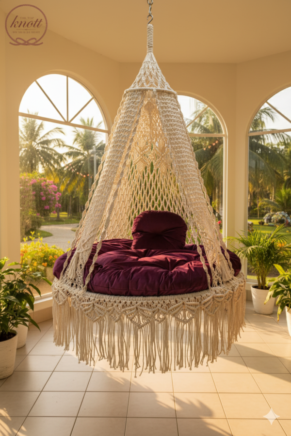 Boho Chic Macramé Hanging Chair | Stylish Indoor & Outdoor.