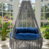 Boho Macrame Hanging Lounge Chair with Cushions