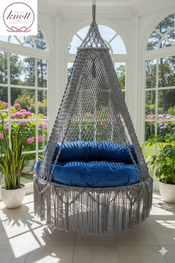 Boho Macrame Hanging Lounge Chair with Cushions