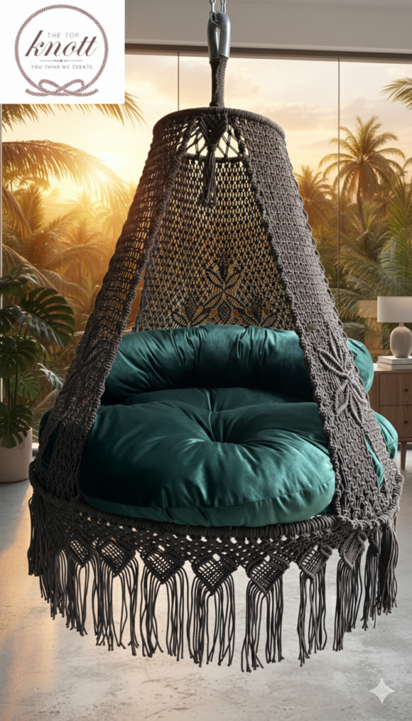 The Top Knott Handcrafted Macrame Hanging Swing Chair