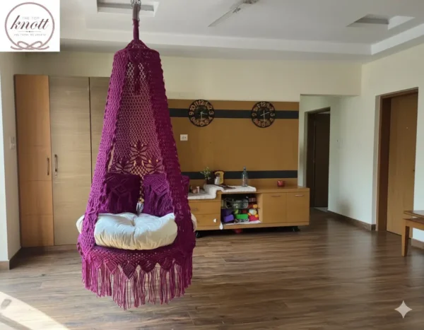 Luxurious Plum Macrame Swing by The Top Knott