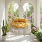 Elegant Bohemian Rope Swing Chair with Tassel Detailing