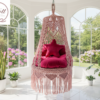 Blush Ruby Swing – Handcrafted Pink Macrame Hanging Chair