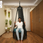 Modern Black Macrame Swing by The Top Knott