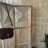 Handmade Macrame Room Divider with Wooden Panel
