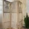 Handmade Macrame Room Divider with Wooden Panel