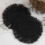 Black Macrame Round Coasters – Set of 2