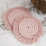 Pink Macrame Round Coasters – Set of 2