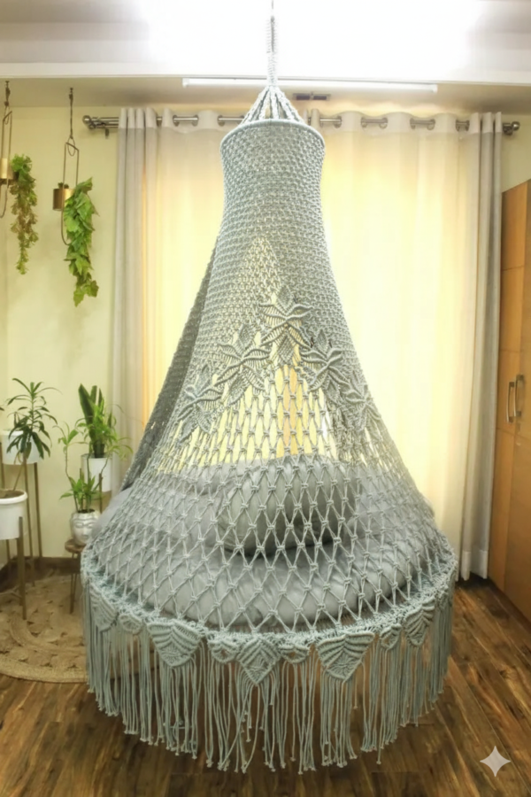 The Top Knott Isabelle Macramé Swing Chair with Canopy