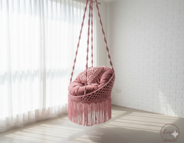 The Top Knott Blush Harmony Macramé Swing Chair