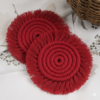 Red Macrame Round Coasters | Handmade Cotton Coasters Set of 2
