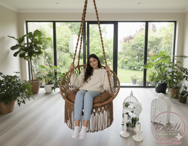 Brown Macrame Hanging Chair Swing for Home | Stylish & Comfortable