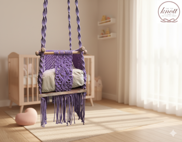 The Top Knott Handcrafted Purple Baby Macrame Swing