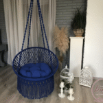 Royal Blue Macrame Hanging Chair Swing