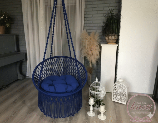 Royal Blue Macrame Hanging Chair Swing
