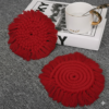 Red Macrame Round Coasters | Handmade Cotton Coasters Set of 2