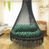 Boho Black Macramé Hanging Chair with Cushion