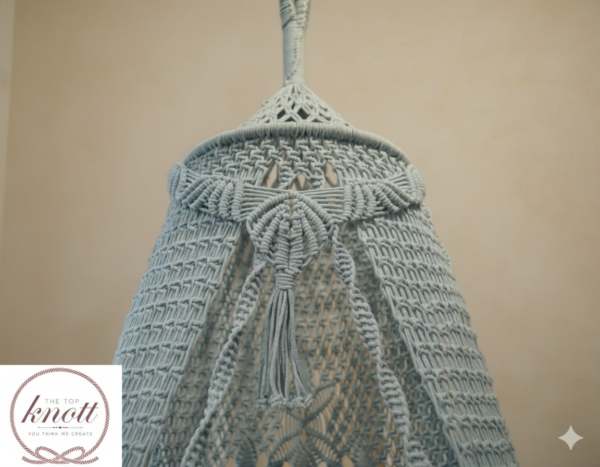 The Top Knott Azure Bliss Macramé Swing Chair with Canopy