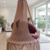 Rustic Blush Macrame Hanging Chair