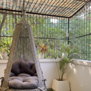 Handmade Grey Macrame Hanging Chair