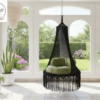 The Top Knott Black Macrame Hanging Swing Chair