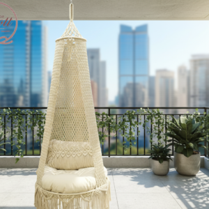 Handmade Cream Macrame Hanging Chair