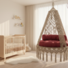 The Top Knott Crescent Bliss Macramé Swing Chair with Canopy