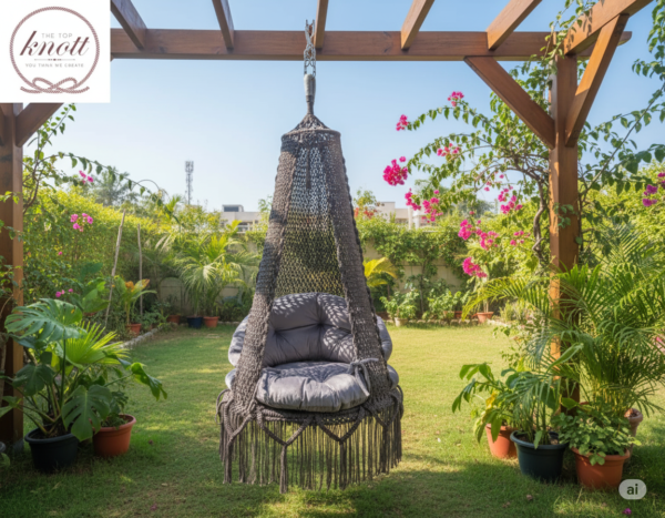 Elegant Fuchsia Macrame Hanging Chair