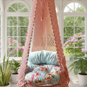 Blush Pink Macramé Swing Chair