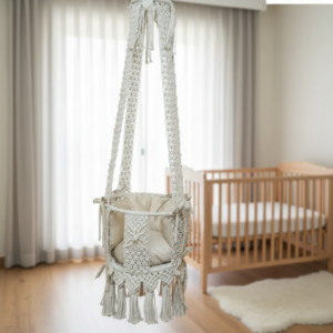 Elegant Ivory Macrame Baby Swing