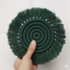 Green Macrame Round Coasters – Set of 2 | Handcrafted Cotton Table Décor