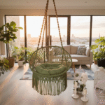 Green Macrame Hanging Chair Swing