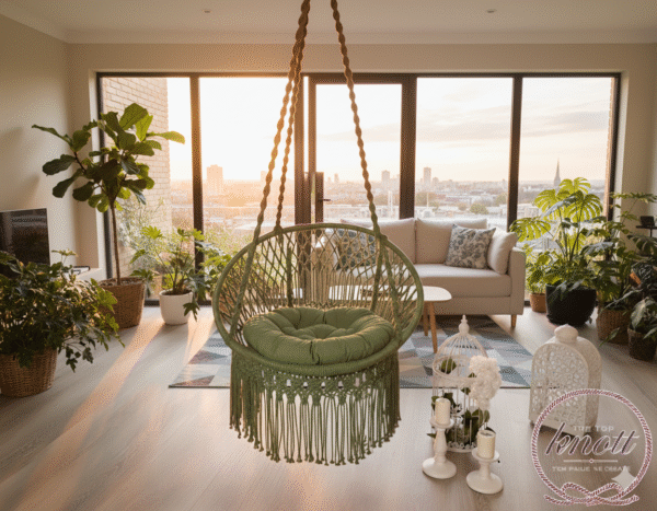 Green Macrame Hanging Chair Swing