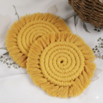Yellow Macrame Round Coasters – Set of 2