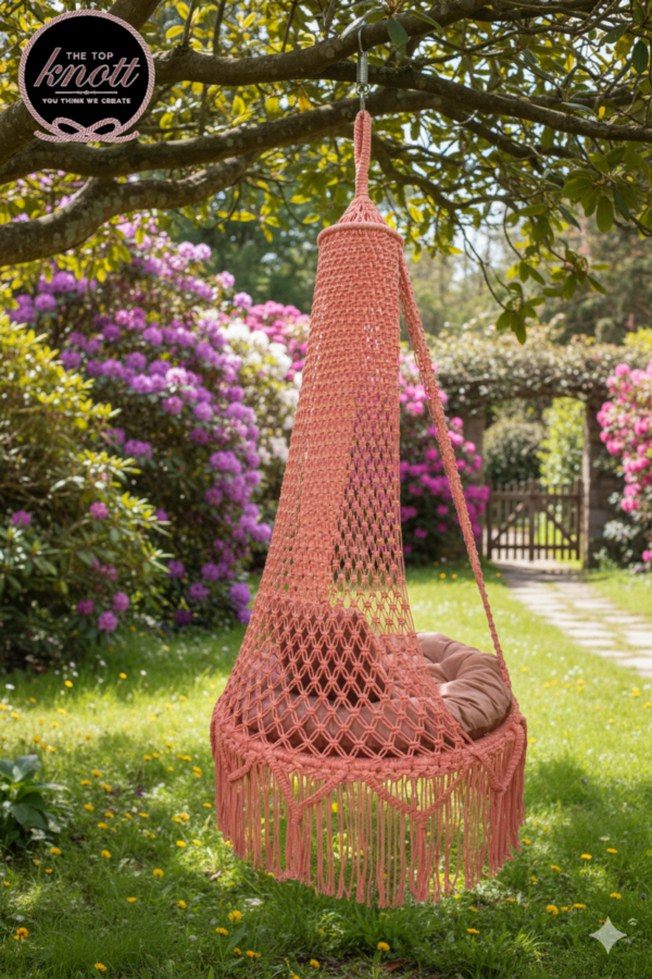 Coral Macrame Hanging Chair