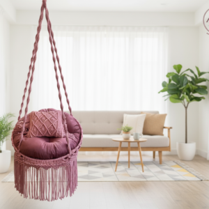 The Top Knott Blush Harmony Macramé Swing Chair