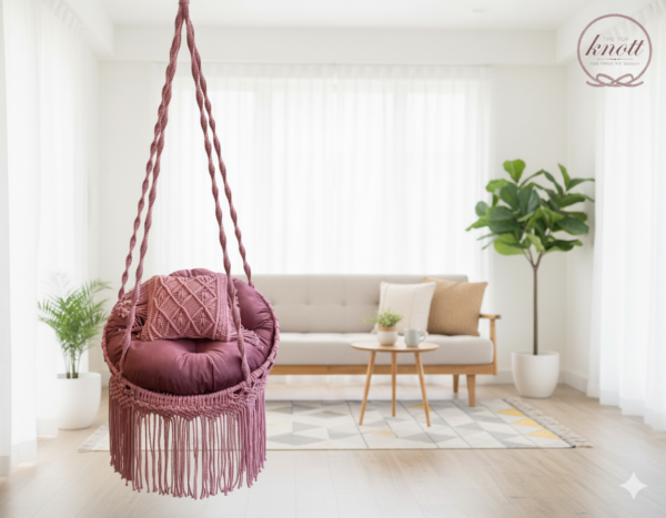 The Top Knott Blush Harmony Macramé Swing Chair