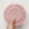 Pink Macrame Round Coasters – Set of 2