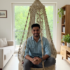 Handcrafted Beige Macrame Hanging Swing Chair