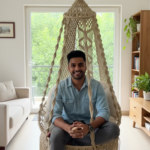 Handcrafted Beige Macrame Hanging Swing Chair