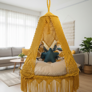 Yellow Macramé Swing Chair
