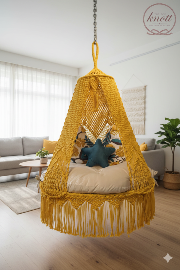 Yellow Macramé Swing Chair