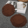 Brown Macrame Round Coasters | Handcrafted Cotton Coasters Set of 2