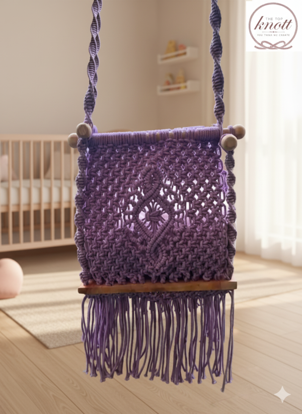 The Top Knott Handcrafted Purple Baby Macrame Swing