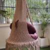 Rustic Blush Macrame Hanging Chair