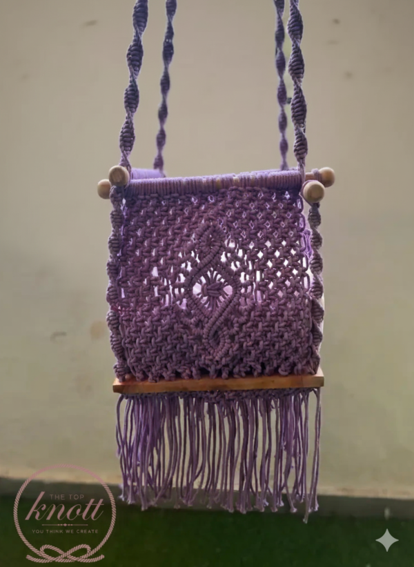 The Top Knott Handcrafted Purple Baby Macrame Swing