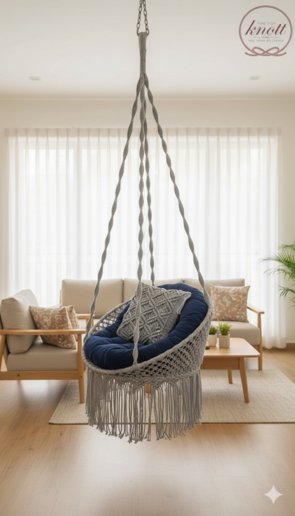 The Top Knott Blue Serenity Macramé Swing Chair