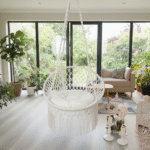 White Macramé Hanging Chair Swing