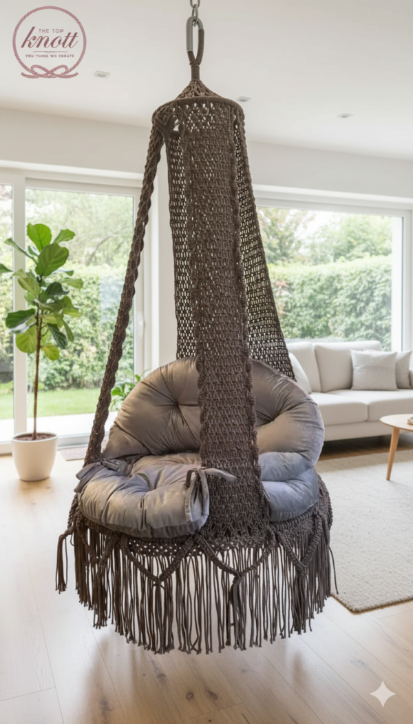 Elegant Fuchsia Macrame Hanging Chair